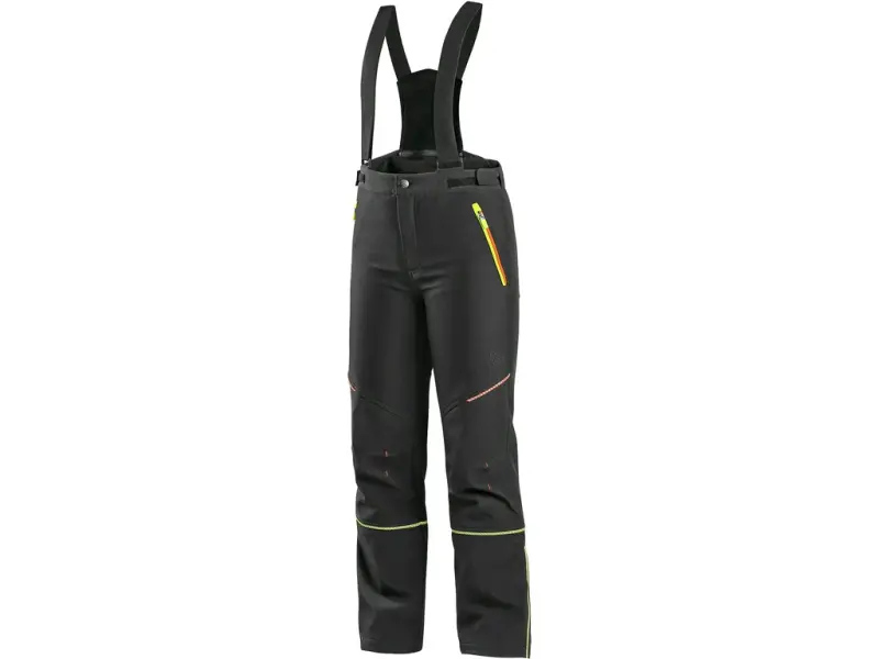 Kalhoty CXS TRENTON, zimní softshell, dětské, černé s HV žluto/oranžové doplňky, vel. 16